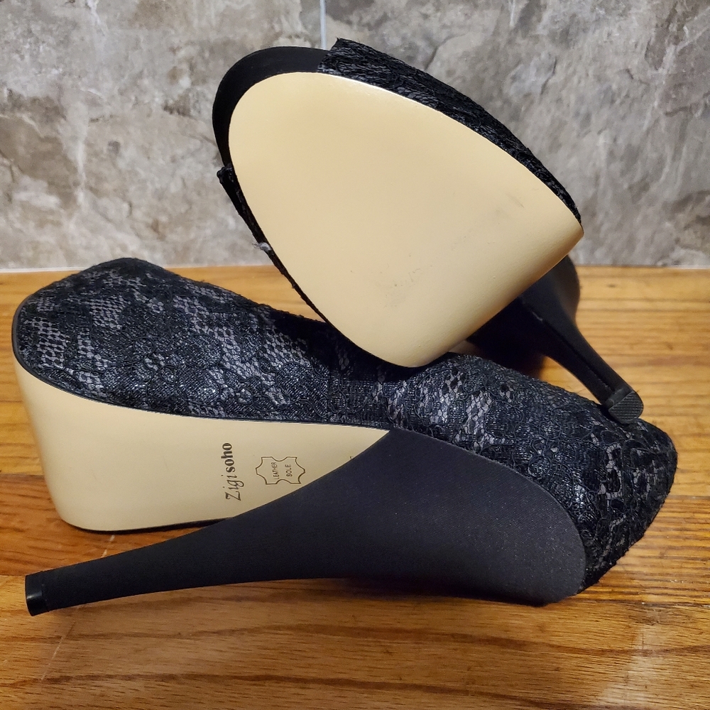 Zigi Soho Romance black lace platform heels - Picture 5 of 6